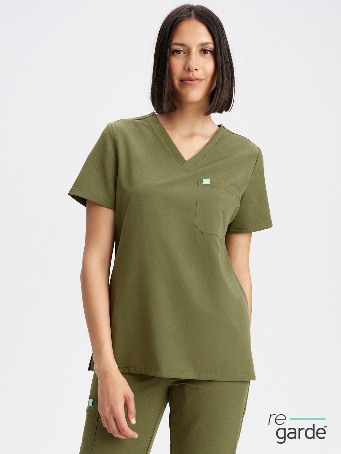 GABRIELLE RE-GARDE™ - OLIVE - One Pocket Scrub Top - Final Sale