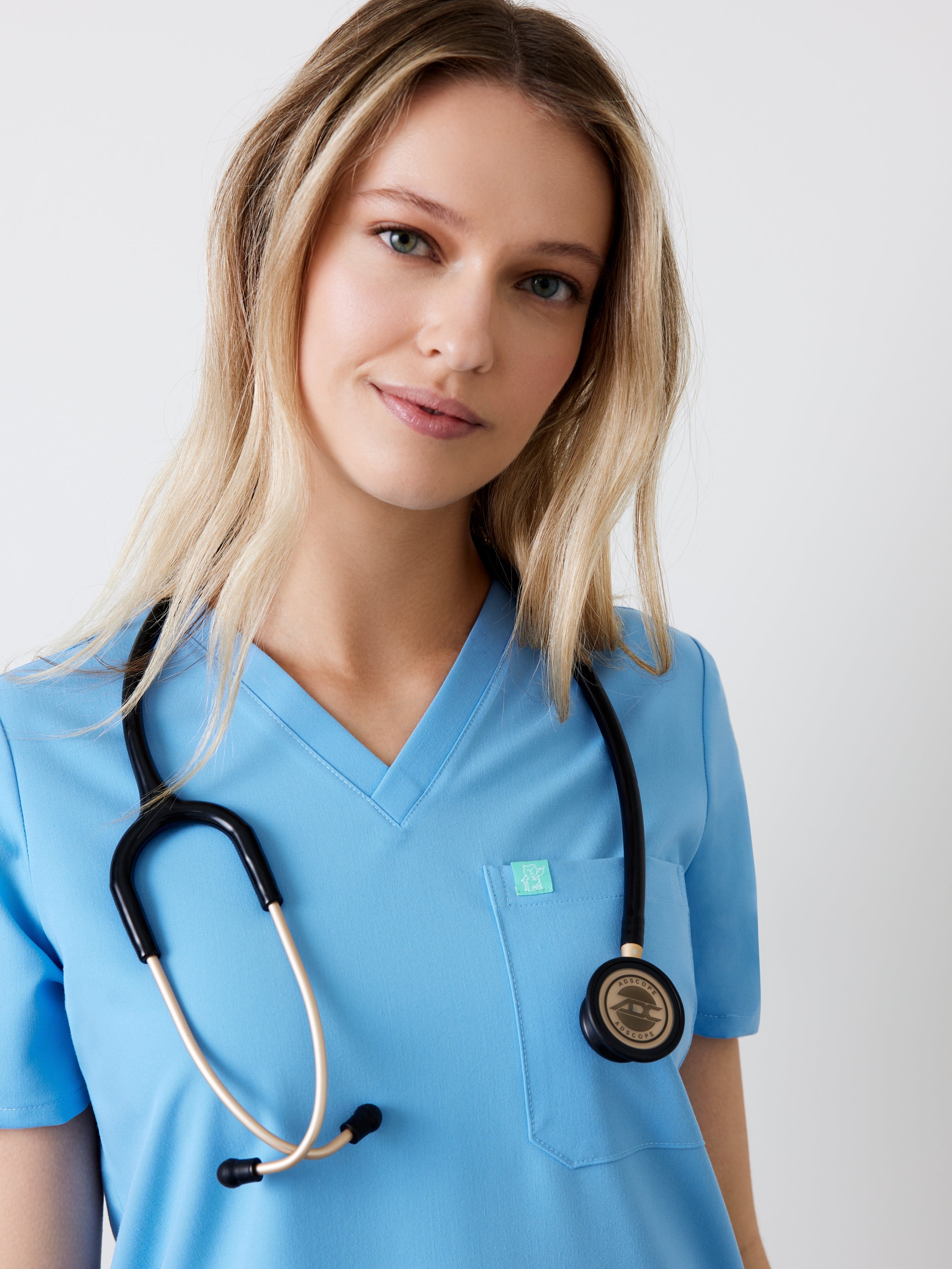 GABRIELLE RE-GARDE™ - CLASSIC BLUE - One Pocket Scrub Top - SILVADUR™