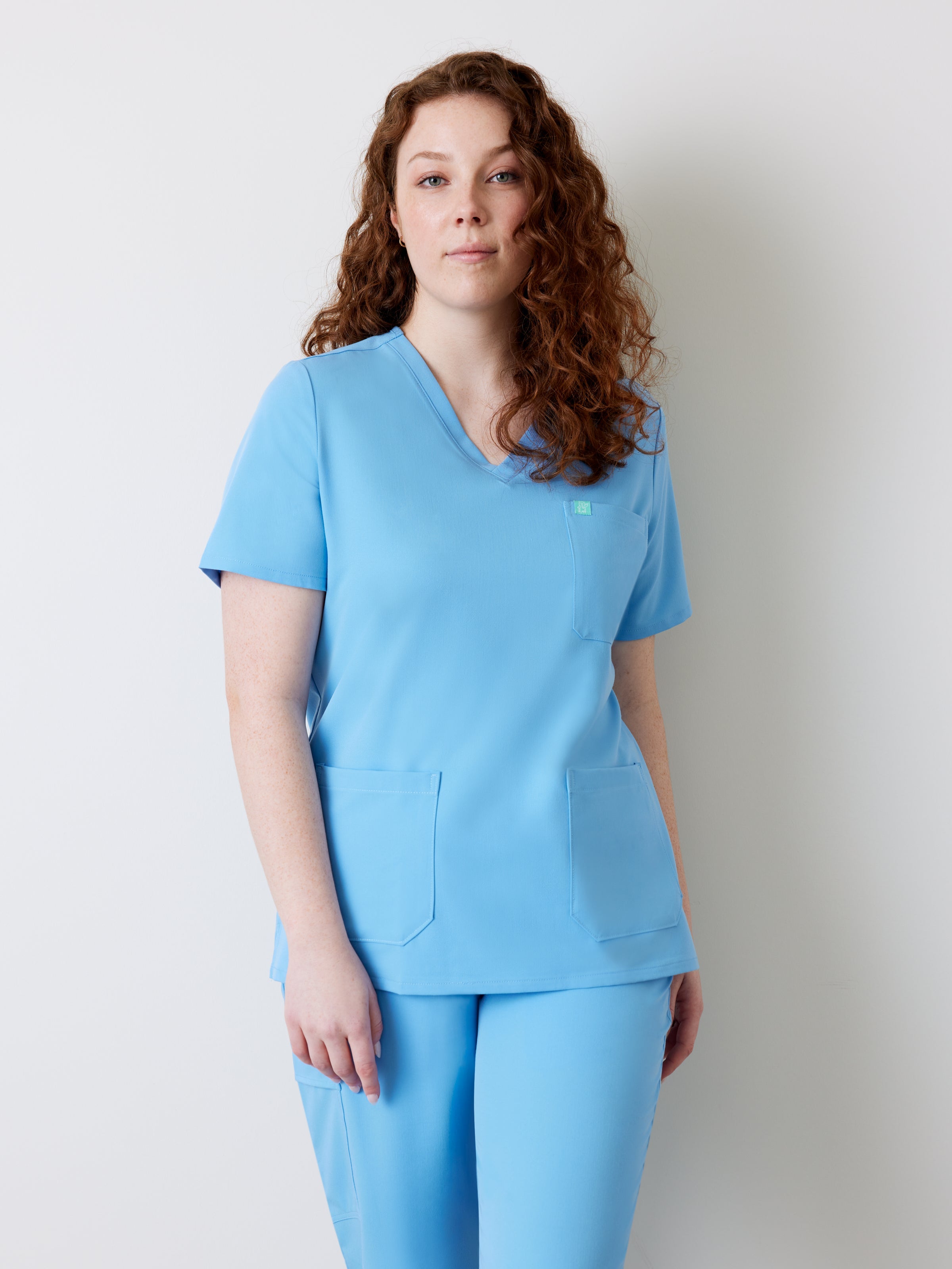 CHLOE RE-GARDE™ - CLASSIC BLUE - Three Pockets Scrub Top - SILVADUR™