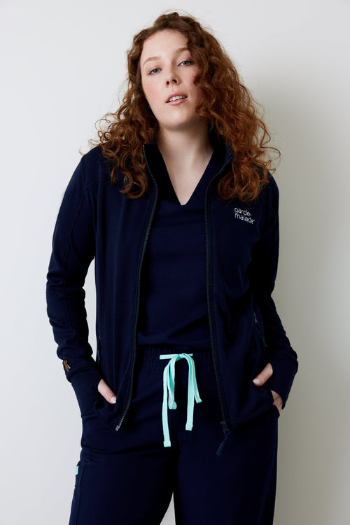 Polyester Full Zip – Navy – Garde-Malade Embroidery