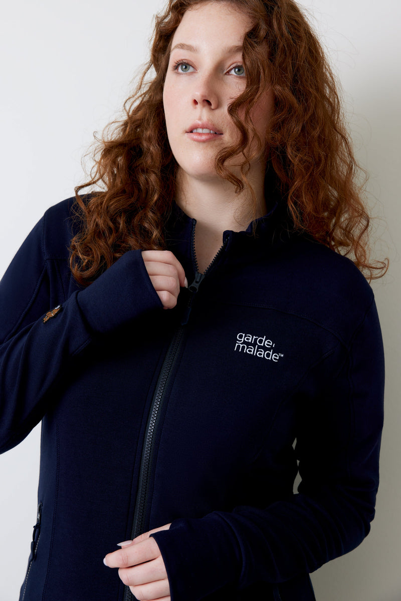 Polyester Full Zip Jacket – Navy – Garde-Malade Embroidery