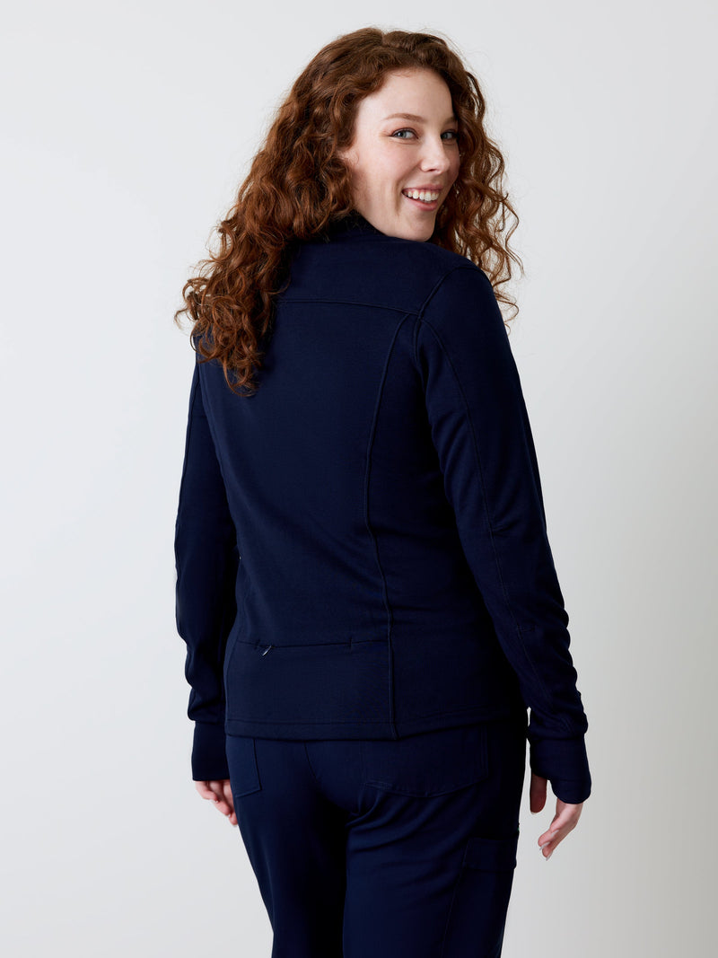 Polyester Full Zip Jacket – Navy – Garde-Malade Embroidery