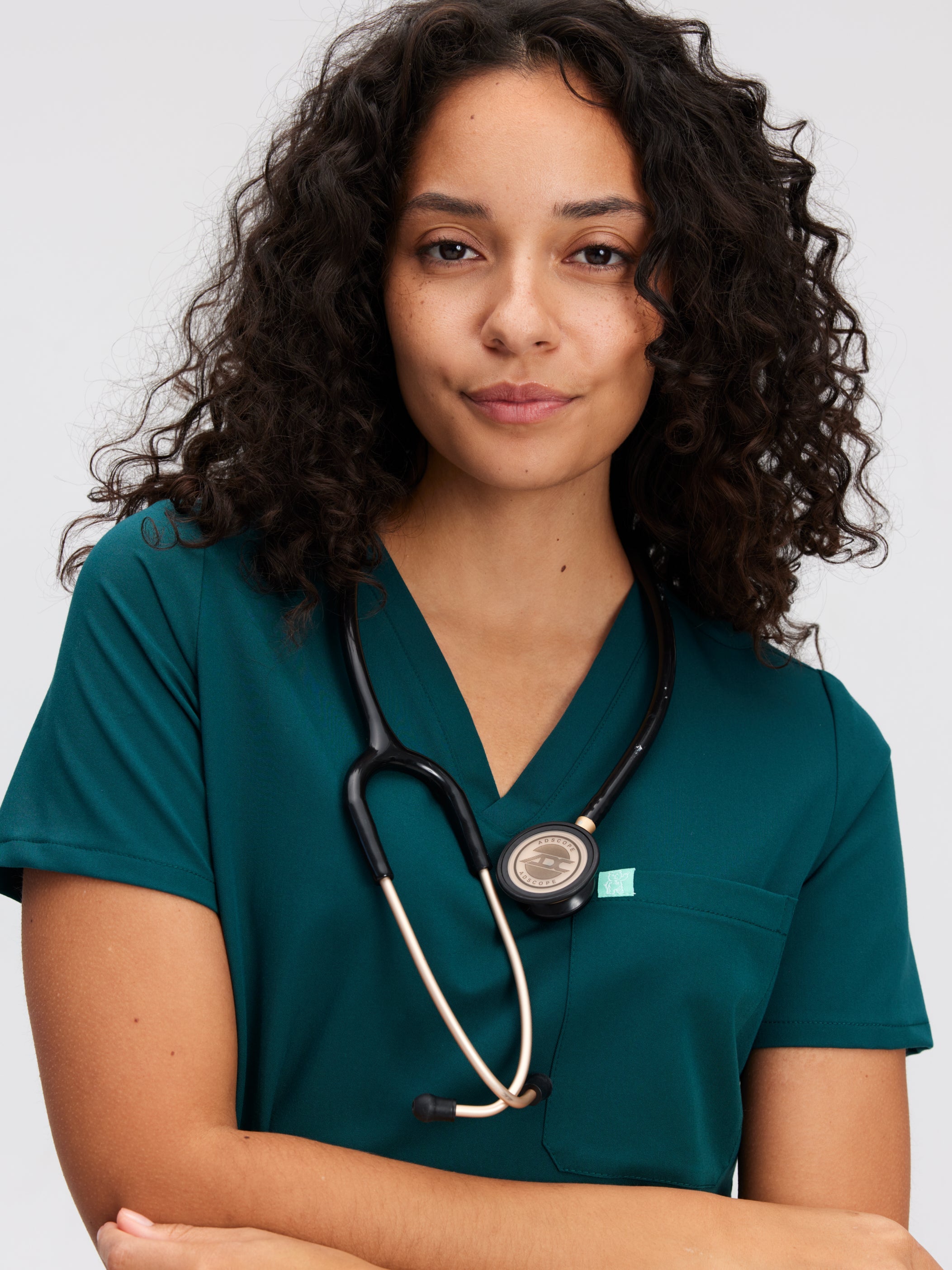 CHLOE RE-GARDE™ - TEAL - Three Pockets Scrub Top - SILVADUR™