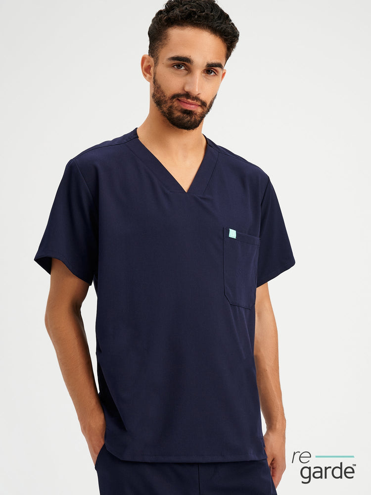 LOGAN RE-GARDE™ - DARK BLUE - One Pocket Men's Scrub Top - FINAL SALE