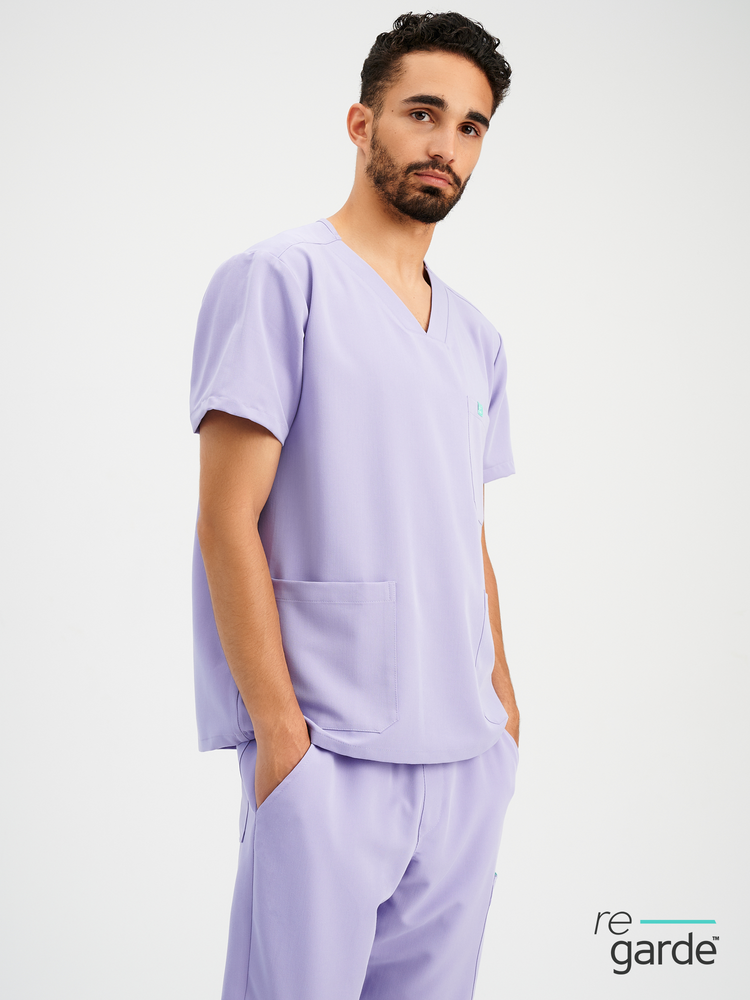 ZACK RE-GARDE™ - LAVENDER - Three Pockets Men's Scrub Top - Final Sale