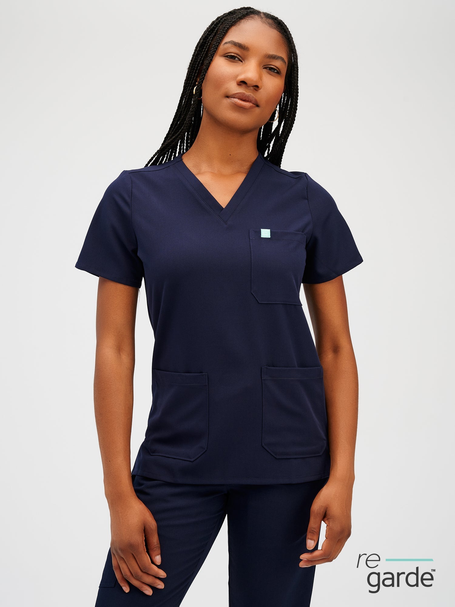 CHLOE RE-GARDE™ - DARK BLUE - Three Pockets Scrub Top  Final Sale