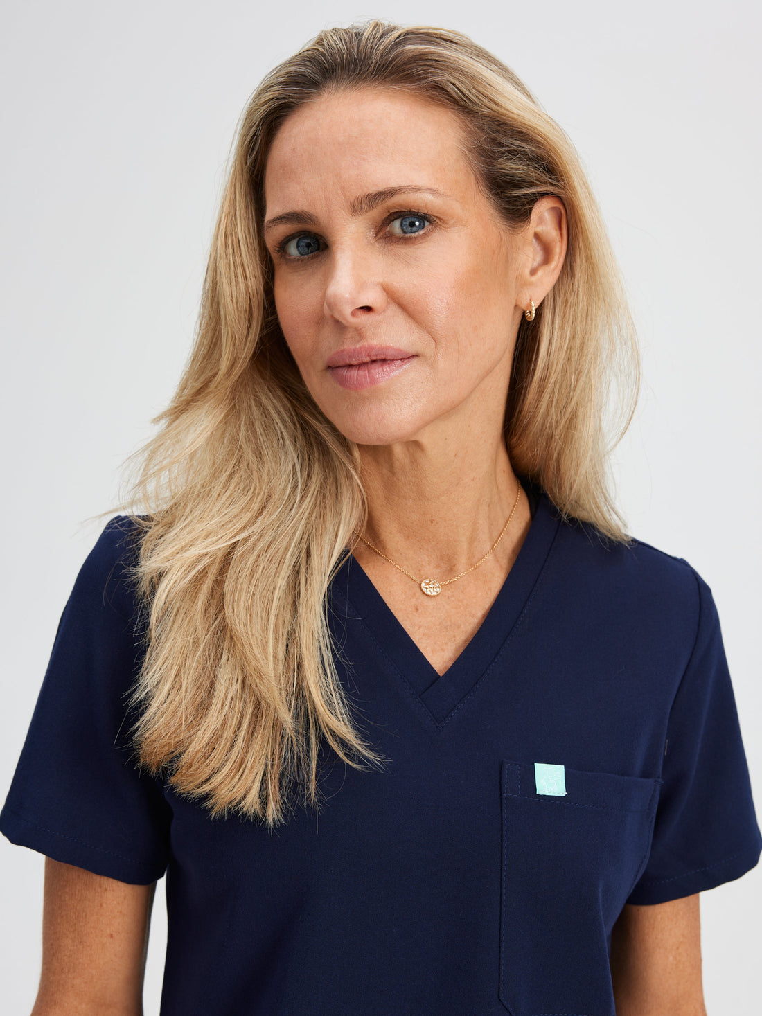 GABRIELLE RE-GARDE™ - NAVY - One Pocket Scrub Top - SILVADUR™ - Final Sale