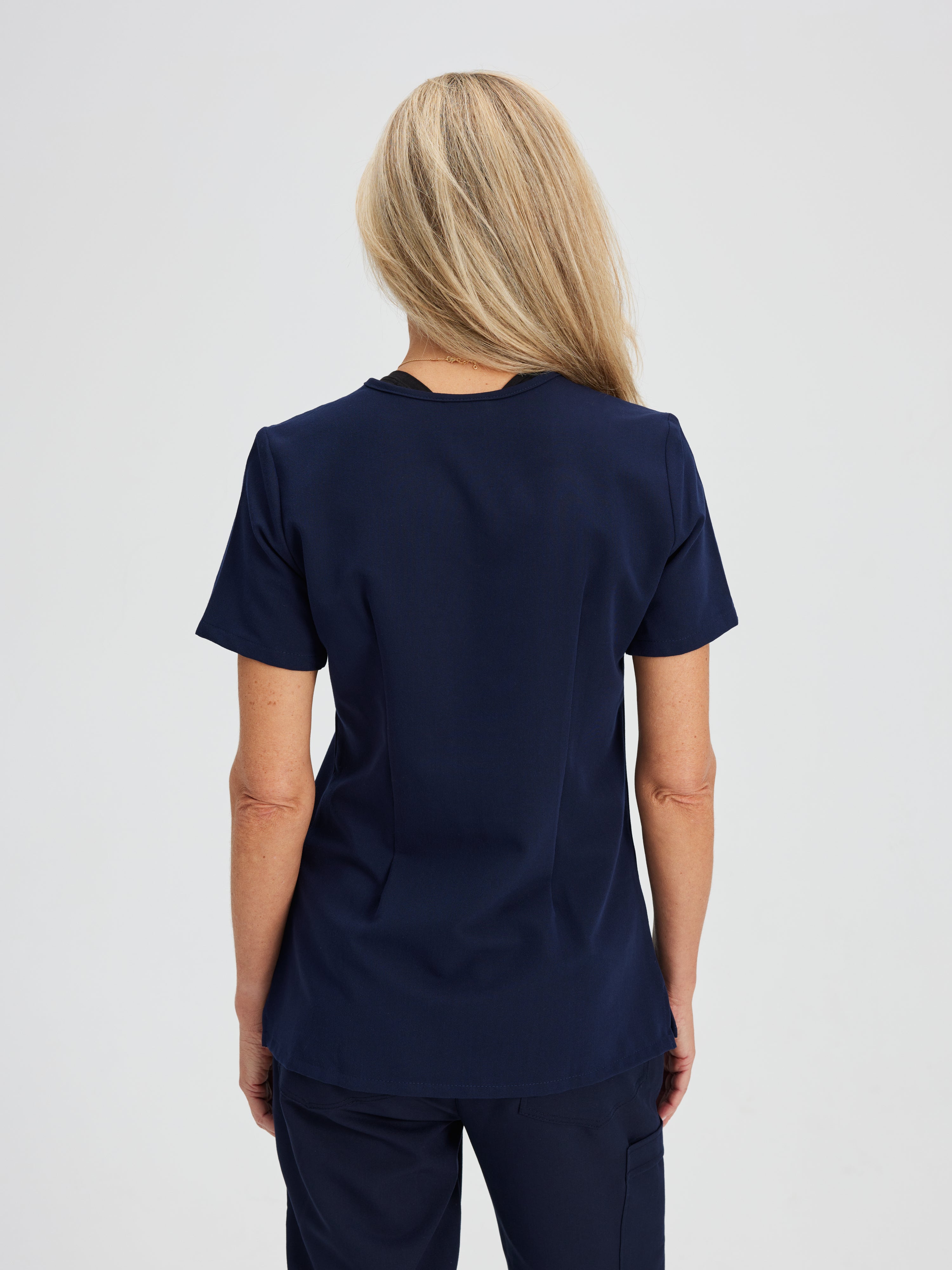 GABRIELLE RE-GARDE™ - NAVY - One Pocket Scrub Top - SILVADUR™