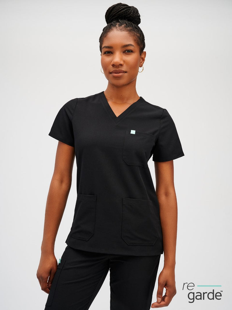 CHLOE RE-GARDE™ - MIDNIGHT BLACK - Three Pockets Scrub Top - FINAL SALE