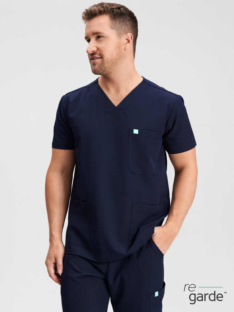 ZACK RE-GARDE™ - NAVY - Three Pockets Men's Scrub Top